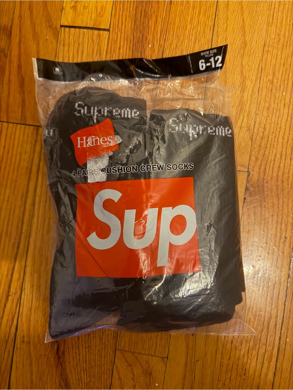 Supreme Black Socks with White Logo